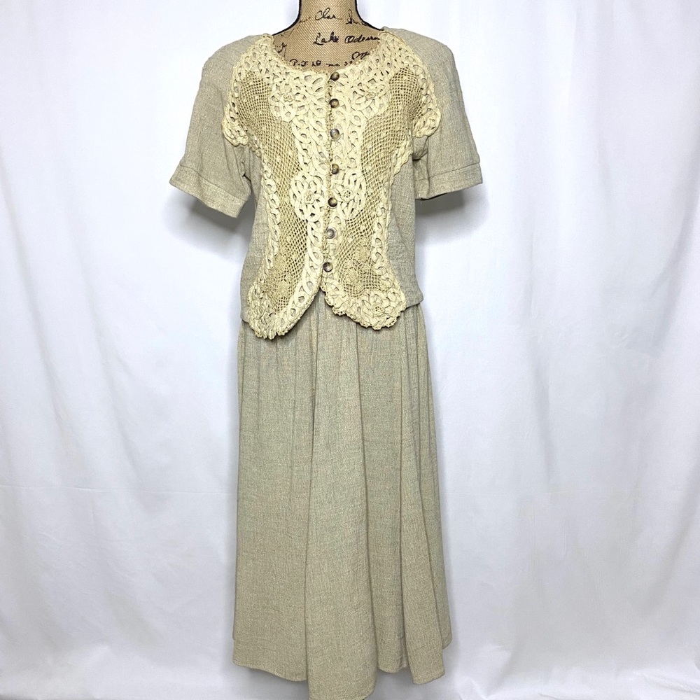 Spencer Alexis Beige Vintage Skirt Set